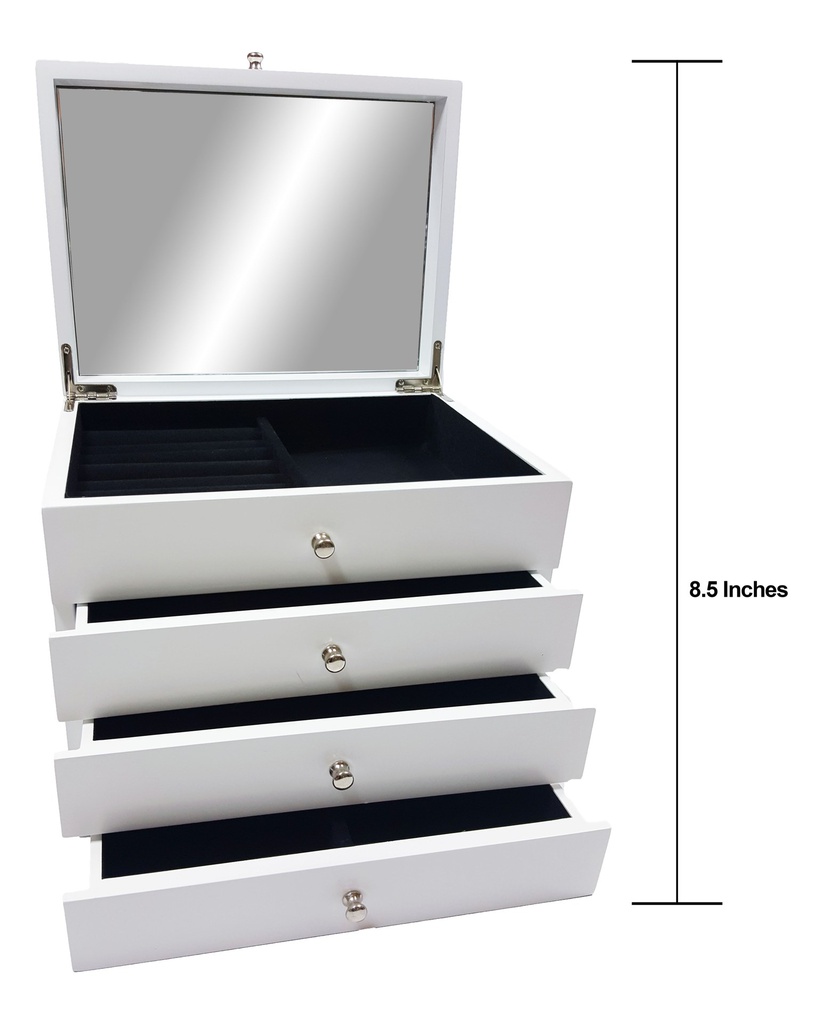 [PY8406-WH] 4 Drawer Jewelry Box with Up-Right Mirror (2 pcs/ctn ...